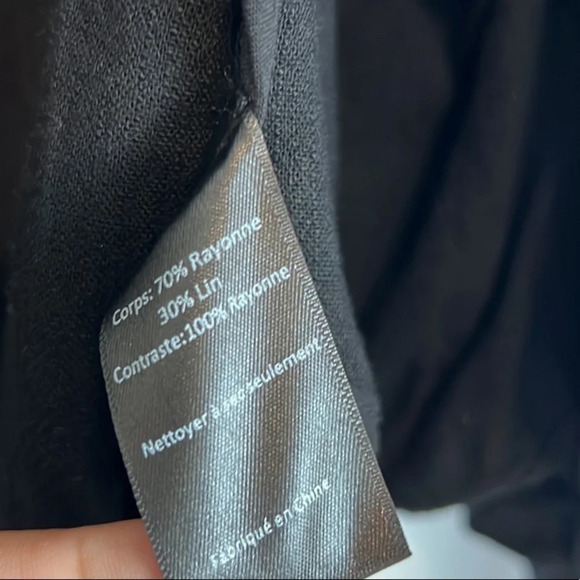 New Lush Black Waterfall Linen Blend Crepe Blazer Size Small - Picture 3 of 5